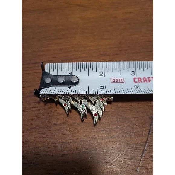 Brooch Tancer-II‎ Christmas Tree Rhinestone Gold Tone Vintage Pin Star Mcm - Picture 7 of 7